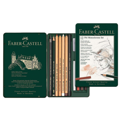 Набор художественный Faber Castell Pitt Monochrome 12 предметов в коробке 112975 фото 3